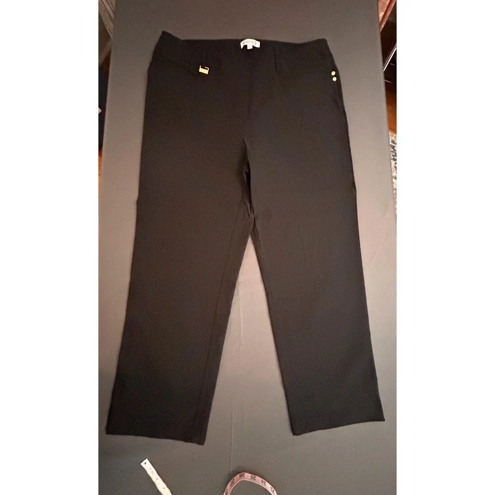 Nanette Lepore Black Gold Hardware Dress Pants XL Stretch Trousers EUC - Picture 1 of 7